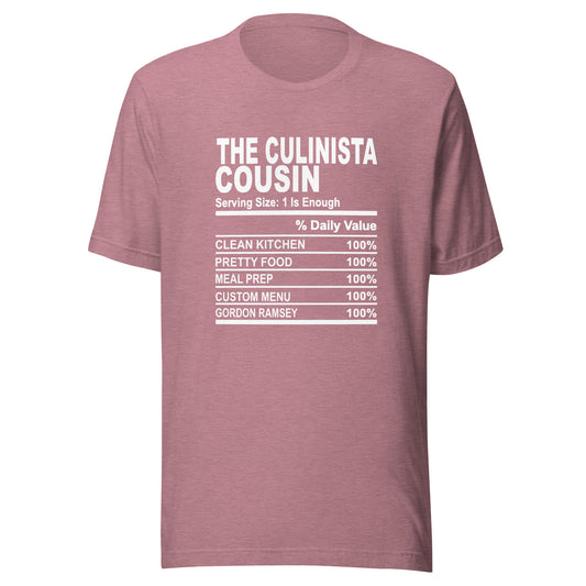 THE CULINISTA COUSIN - L-XL - Unisex T-Shirt (white print)