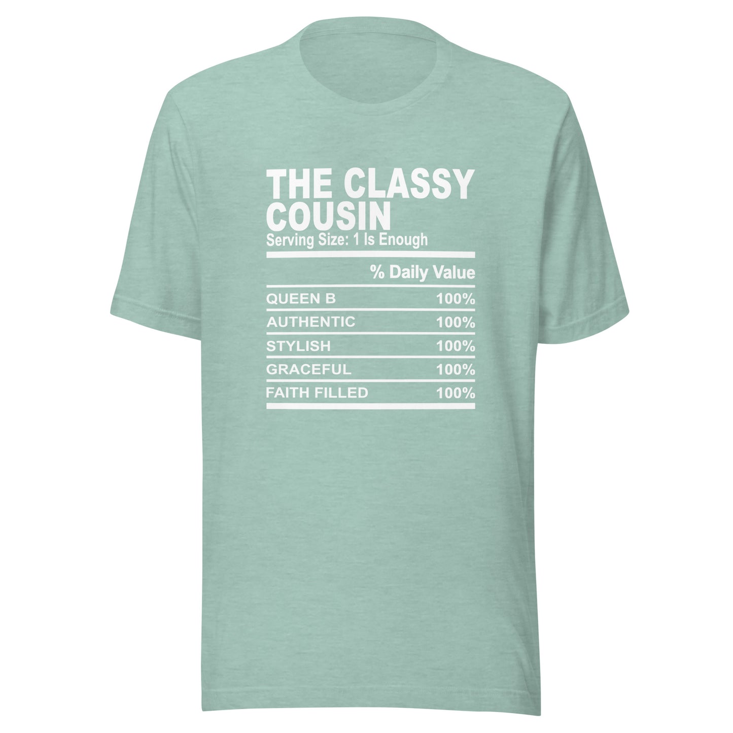 THE CLASSY COUSIN - L-XL - Unisex T-Shirt (white print)