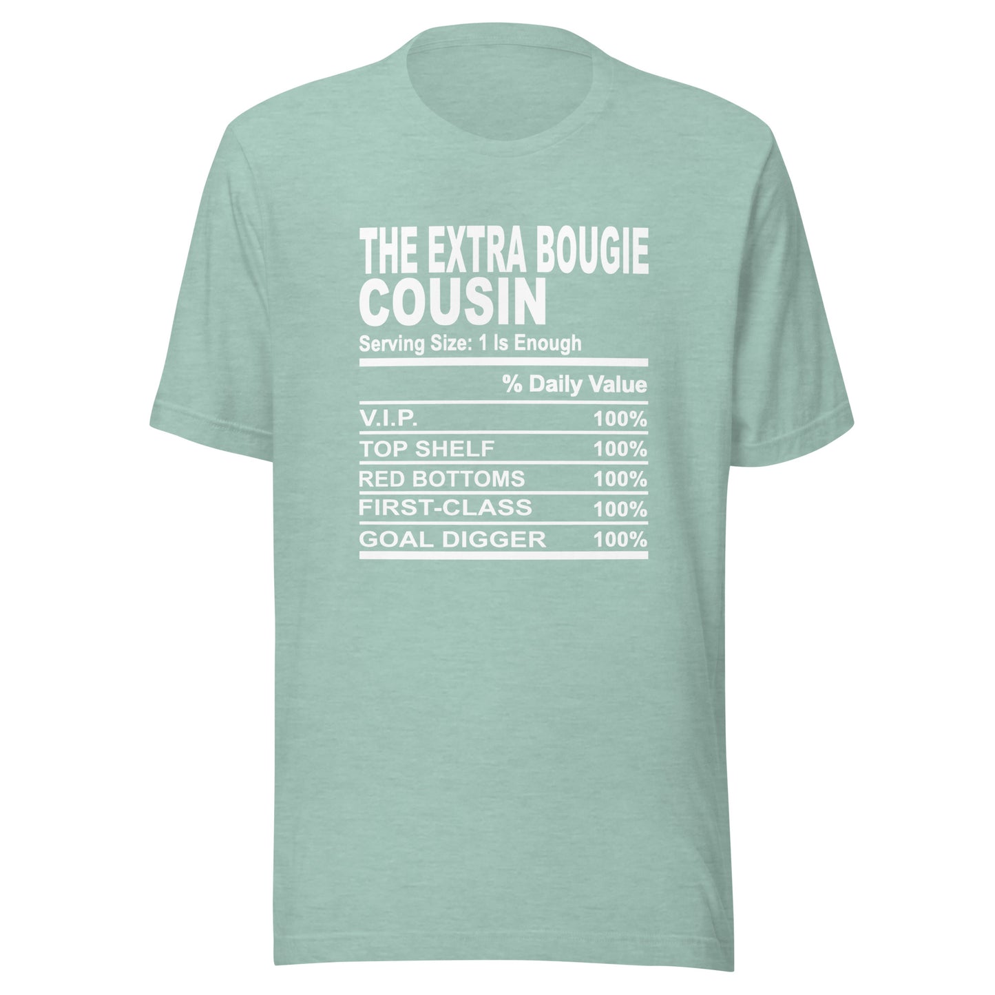THE EXTRA BOUGIE COUSIN - L-XL - Unisex T-Shirt (white print)