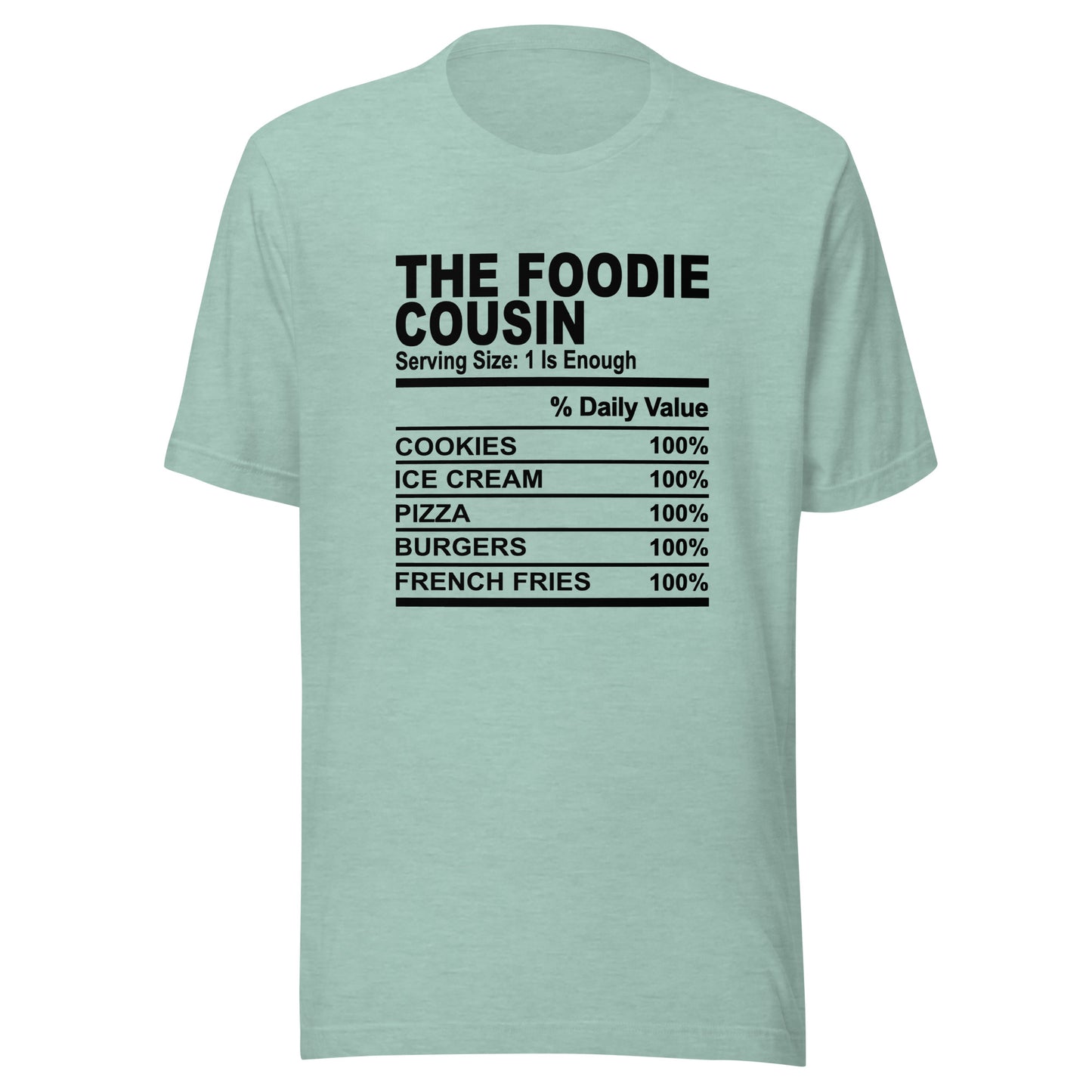 THE FOODIE COUSIN - 2XL-3XL - Unisex T-Shirt (black print)
