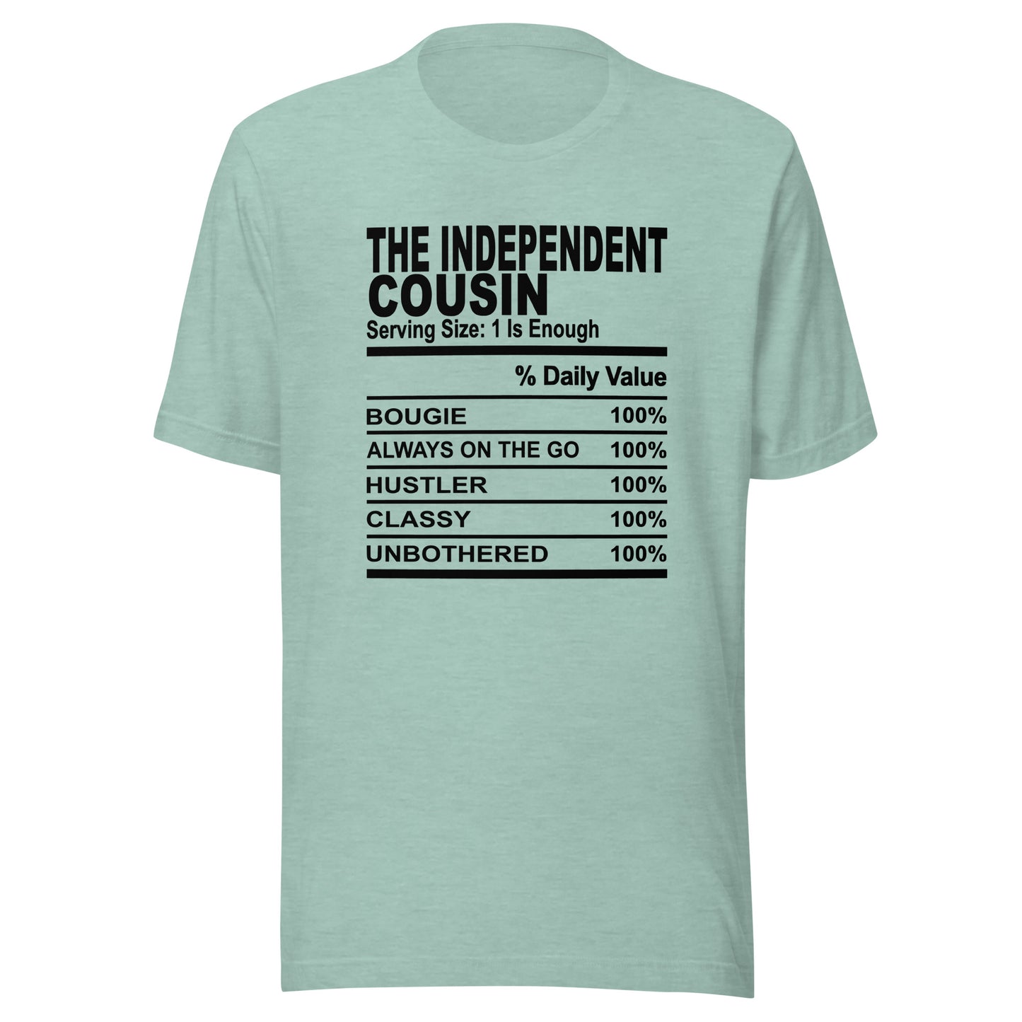 THE INDEPENDENT COUSIN - L-XL - Unisex T-Shirt (black print)