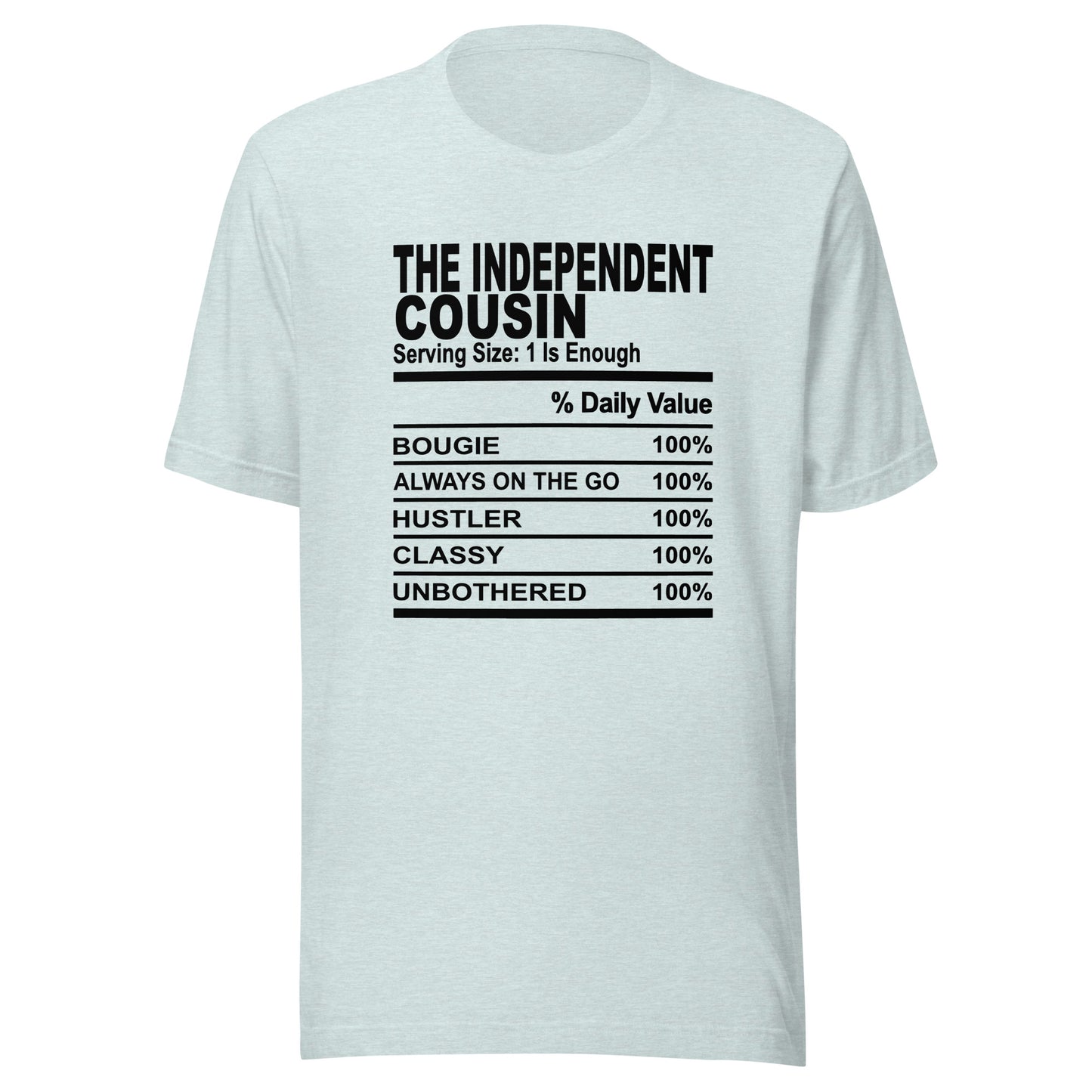 THE INDEPENDENT COUSIN - 2XL-3XL - Unisex T-Shirt (black print)