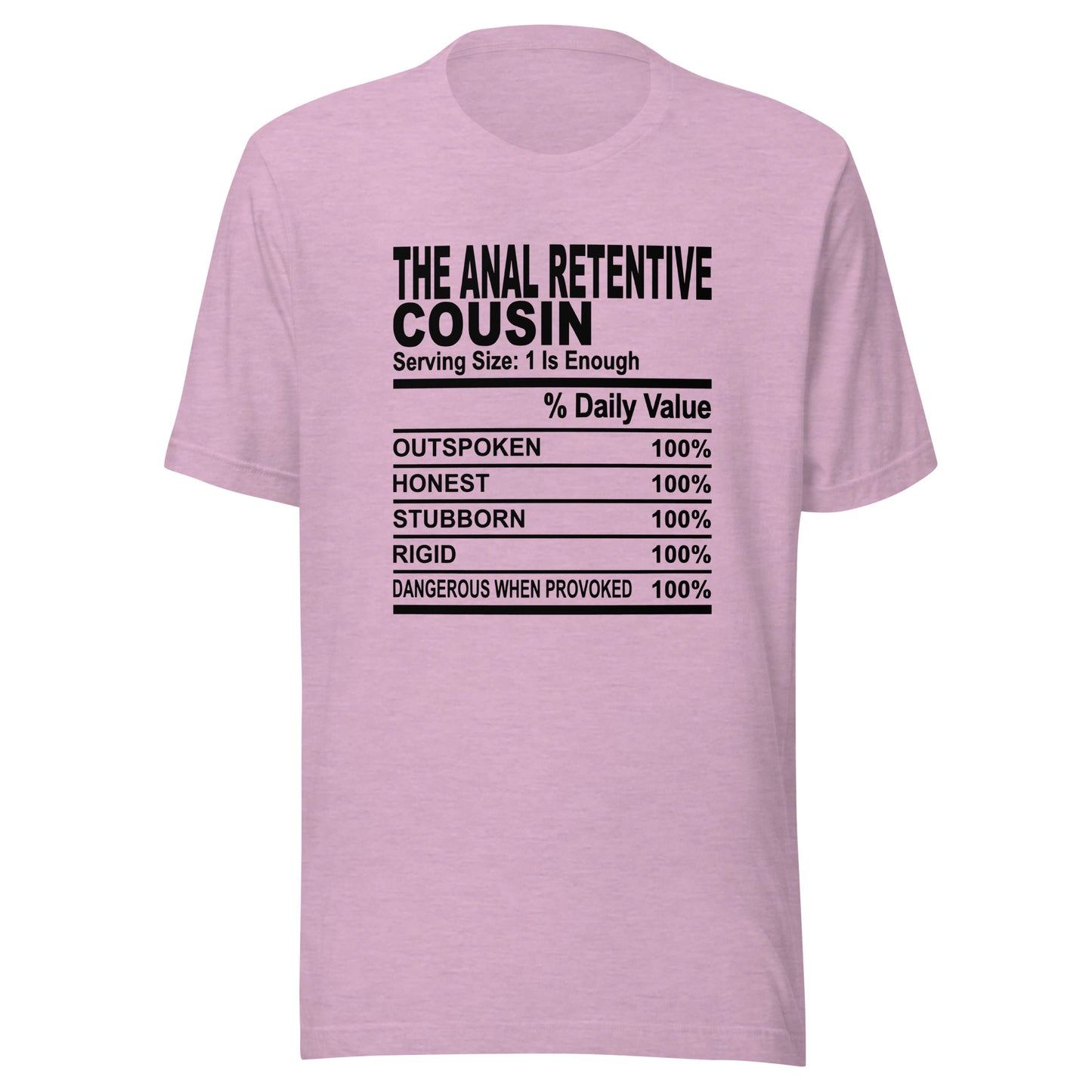 THE ANAL RETENTIVE COUSIN - S-M - Unisex T-Shirt (black print)