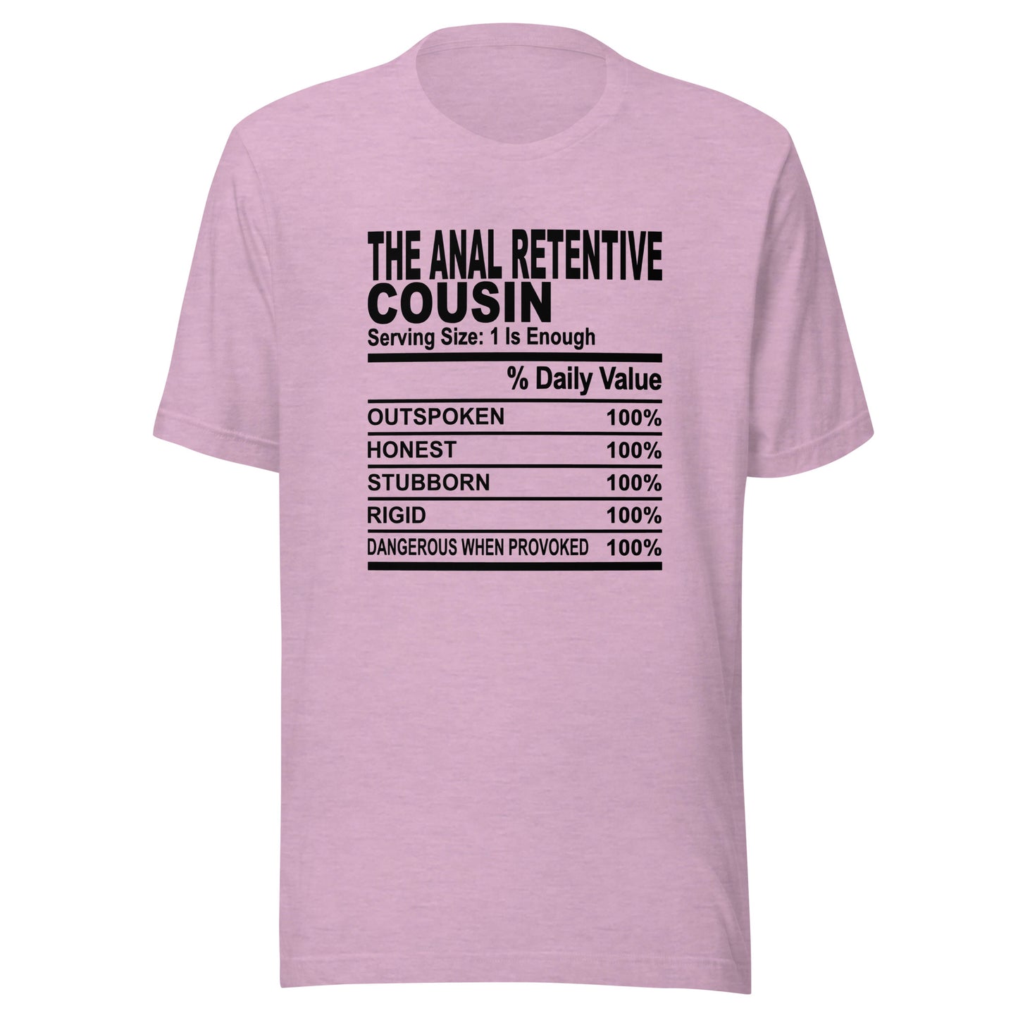 THE ANAL RETENTIVE COUSIN - 2XL-3XL - Unisex T-Shirt (black print)