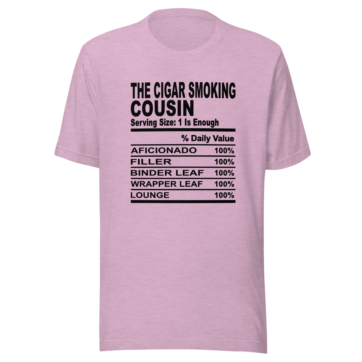 THE CIGAR SMOKING COUSIN - 2XL-3XL - Unisex T-Shirt (black print)