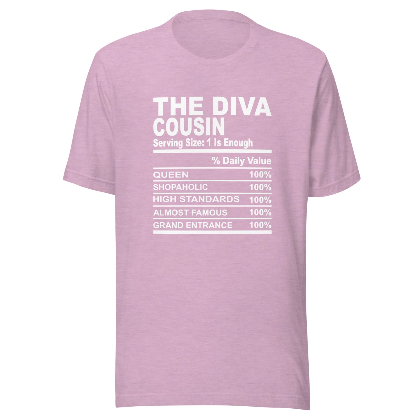 THE DIVA COUSIN - 2XL-3XL - Unisex T-Shirt (white print)