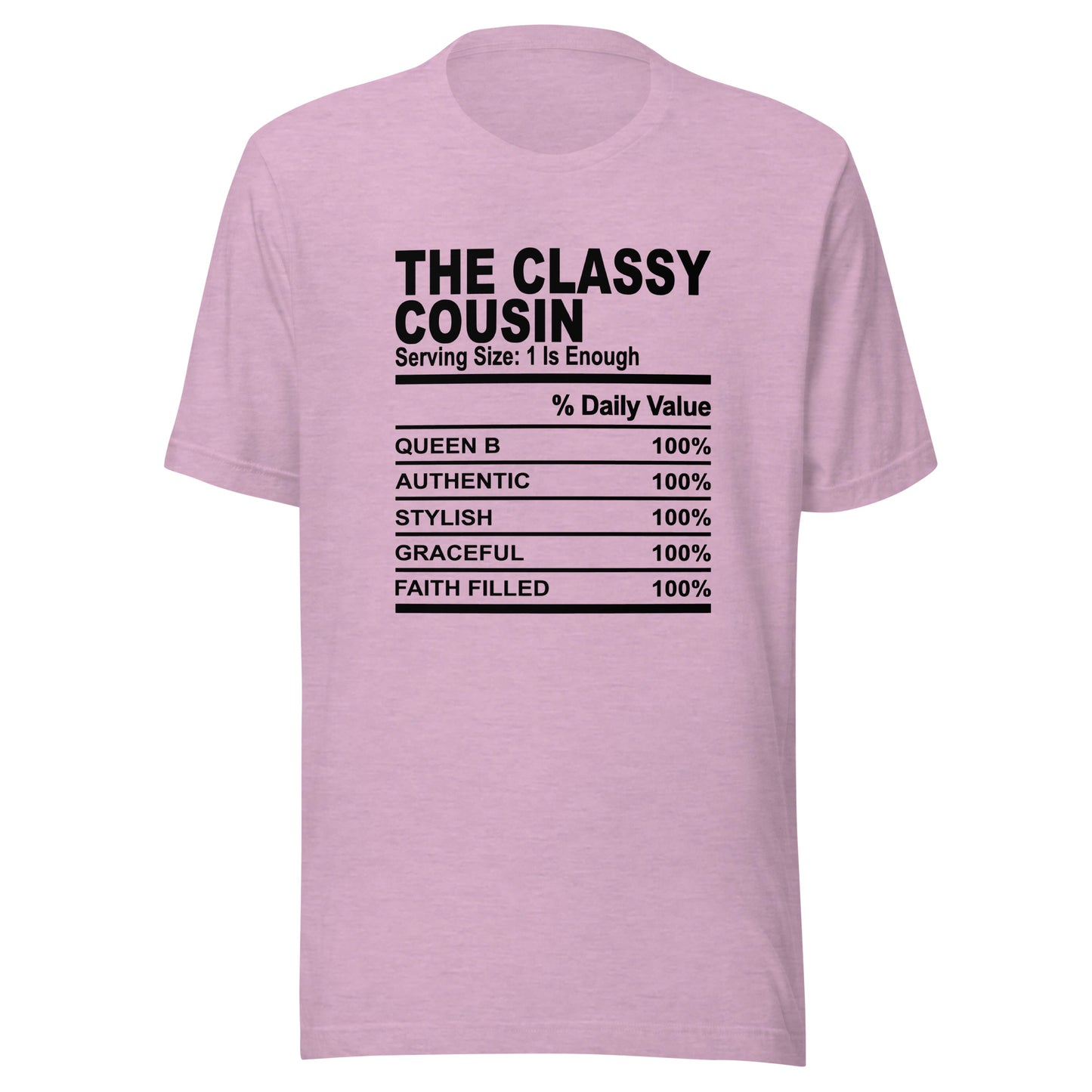 THE CLASSY COUSIN - S-M - Unisex T-Shirt (black print)