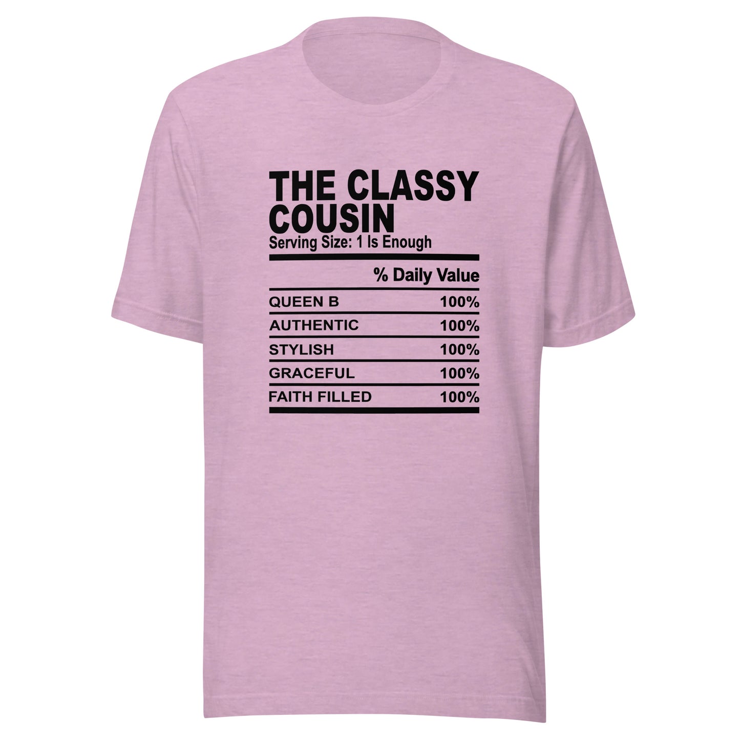 THE CLASSY COUSIN - L-XL - Unisex T-Shirt (black print)
