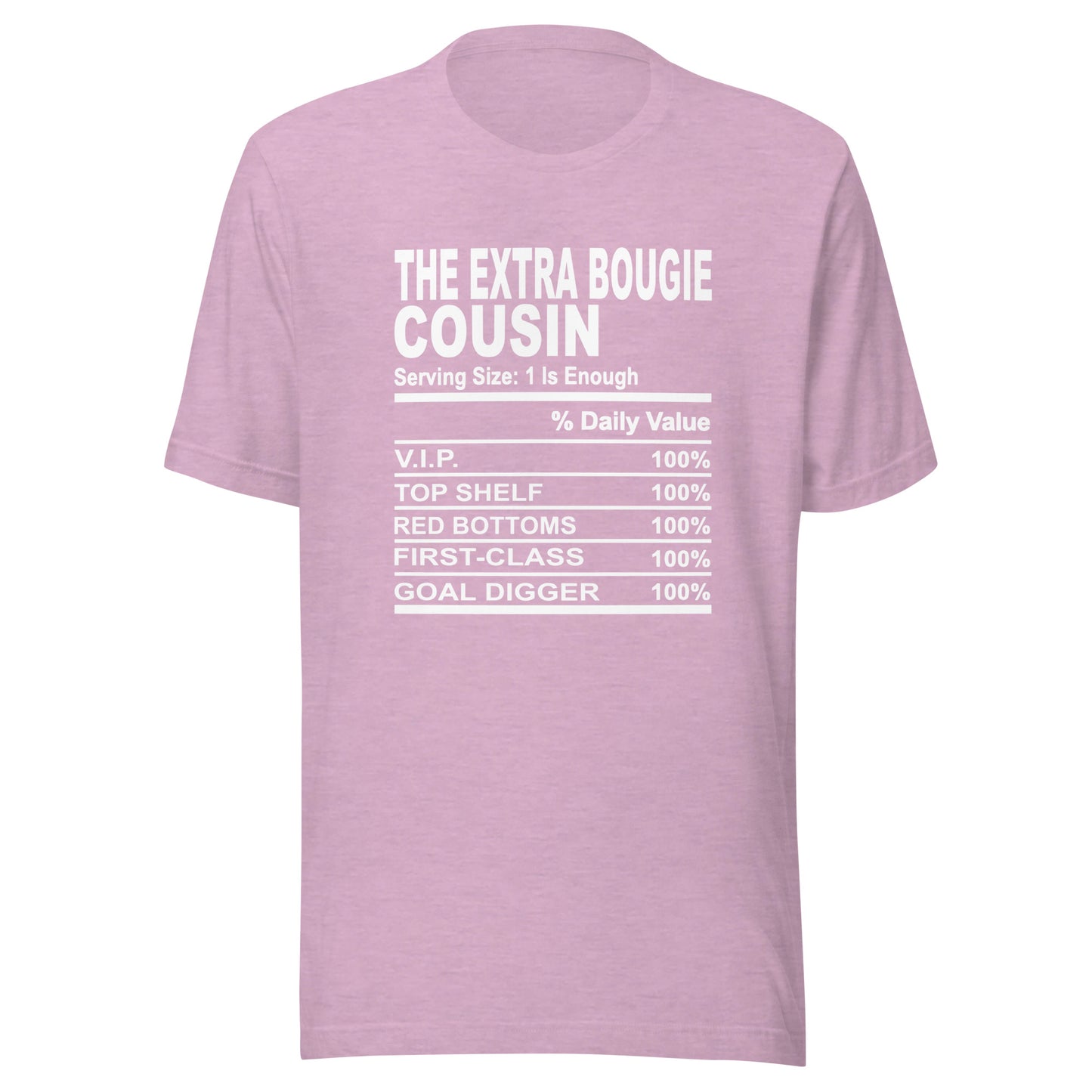 THE EXTRA BOUGIE COUSIN - L-XL - Unisex T-Shirt (white print)
