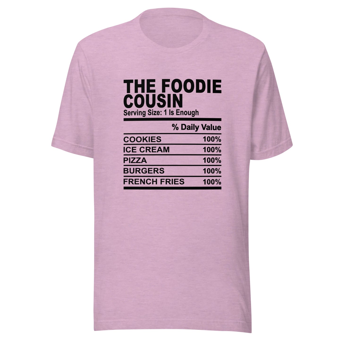 THE FOODIE COUSIN - 2XL-3XL - Unisex T-Shirt (black print)