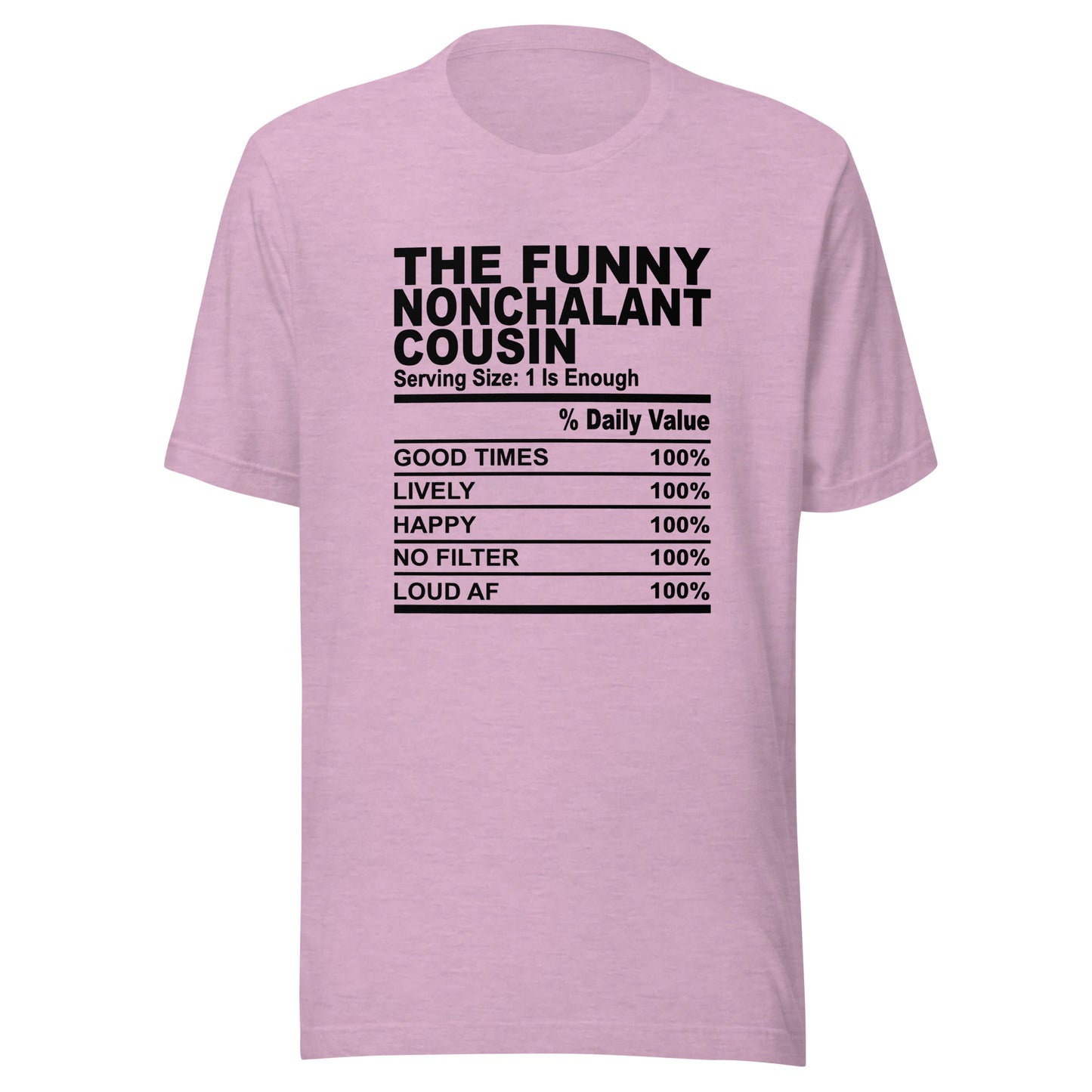 THE FUN NONCHALANT COUSIN - L-XL - Unisex T-Shirt (black print)