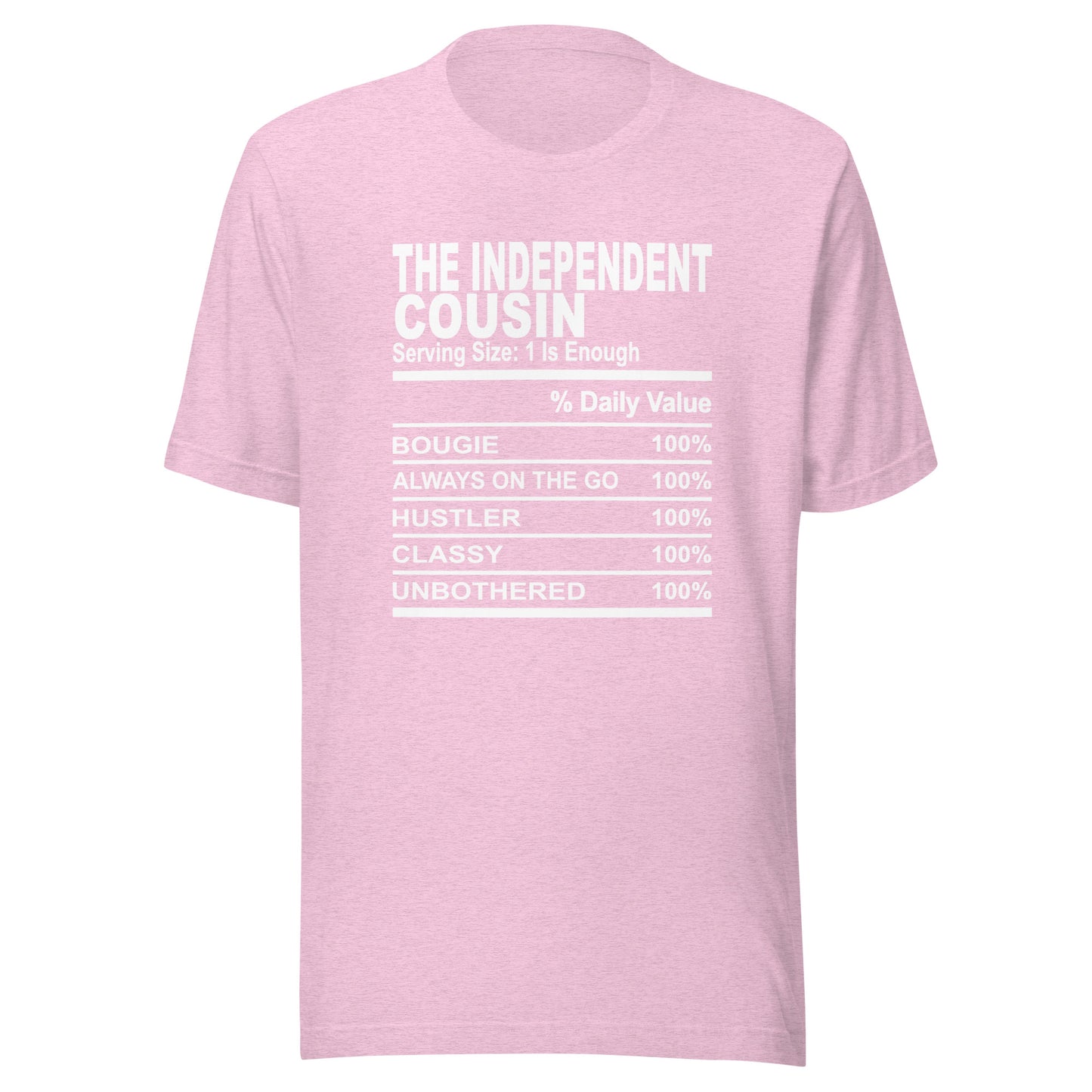 THE INDEPENDENT COUSIN - S-M - Unisex T-Shirt (white print)