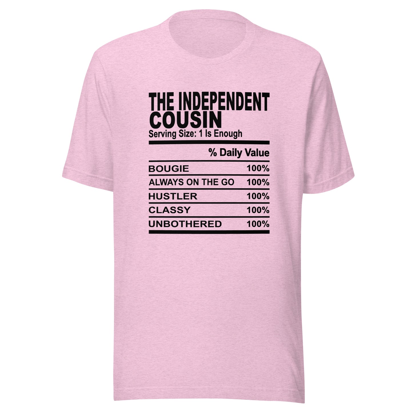 THE INDEPENDENT COUSIN - 2XL-3XL - Unisex T-Shirt (black print)