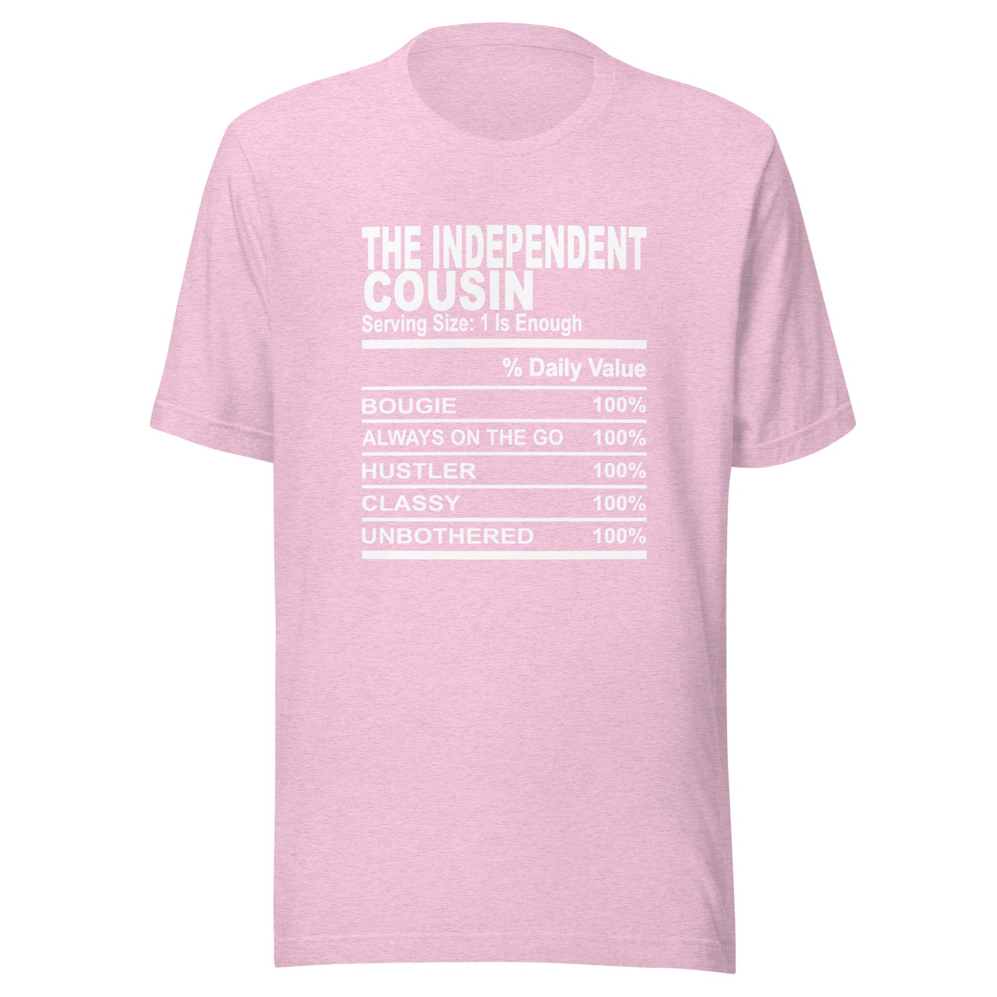 THE INDEPENDENT COUSIN - 2XL-3XL - Unisex T-Shirt (white print)