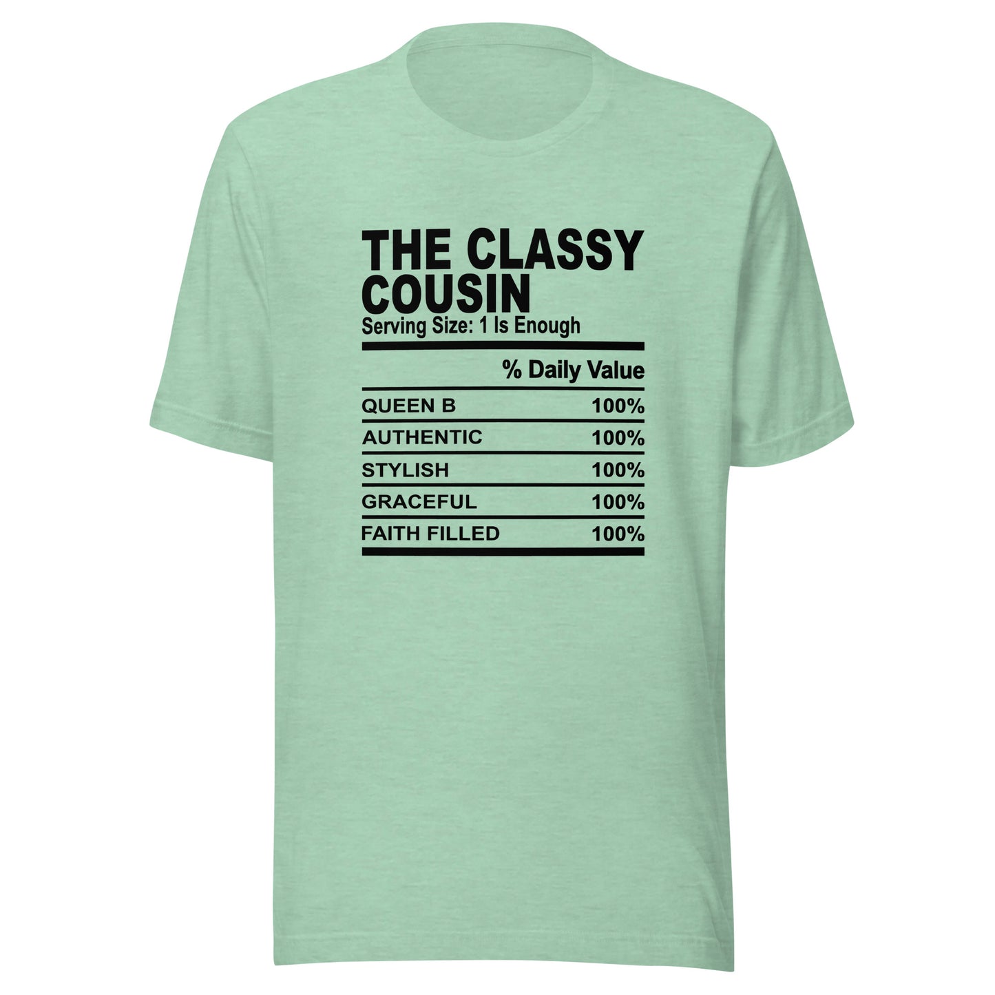 THE CLASSY COUSIN - L-XL - Unisex T-Shirt (black print)