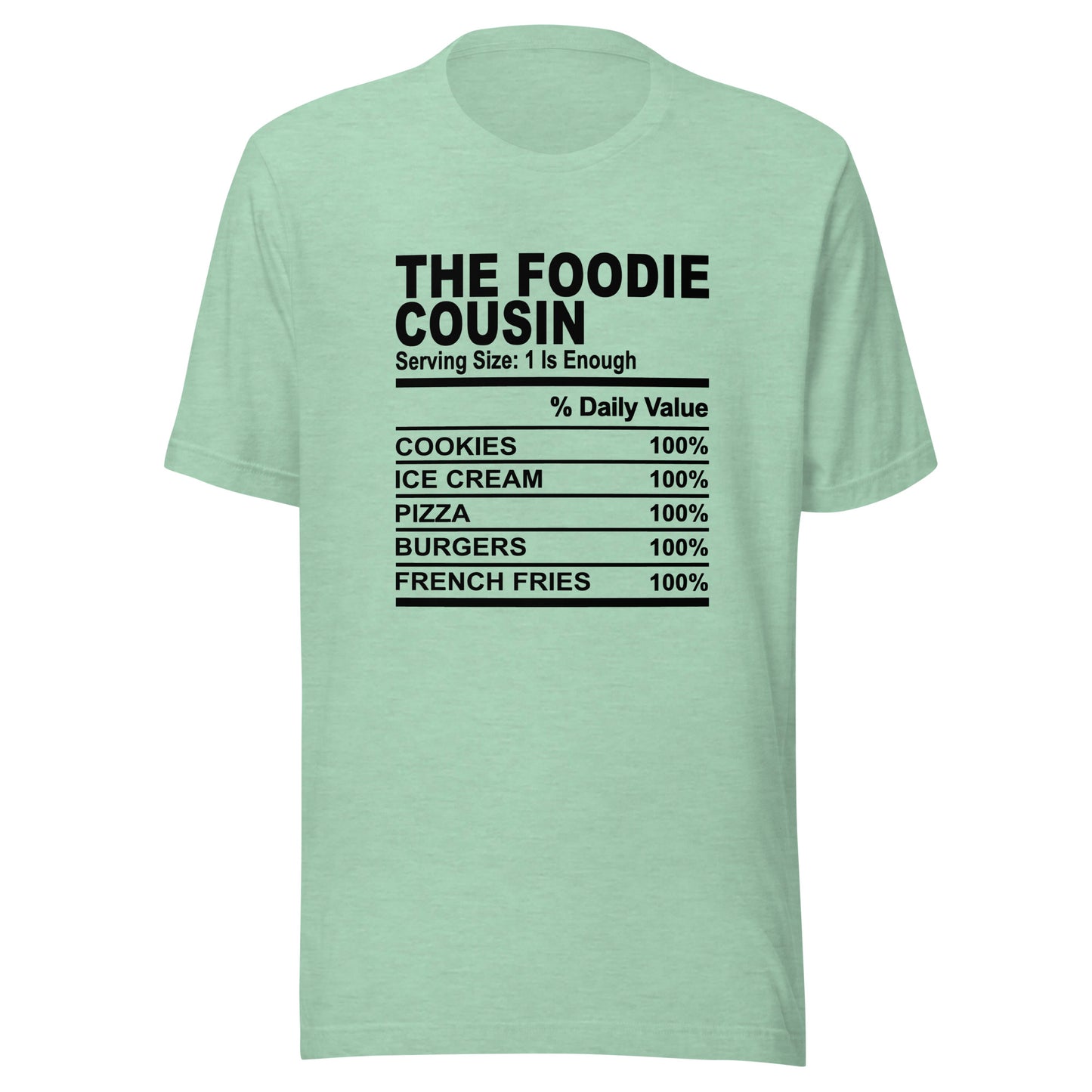 THE FOODIE COUSIN - 2XL-3XL - Unisex T-Shirt (black print)