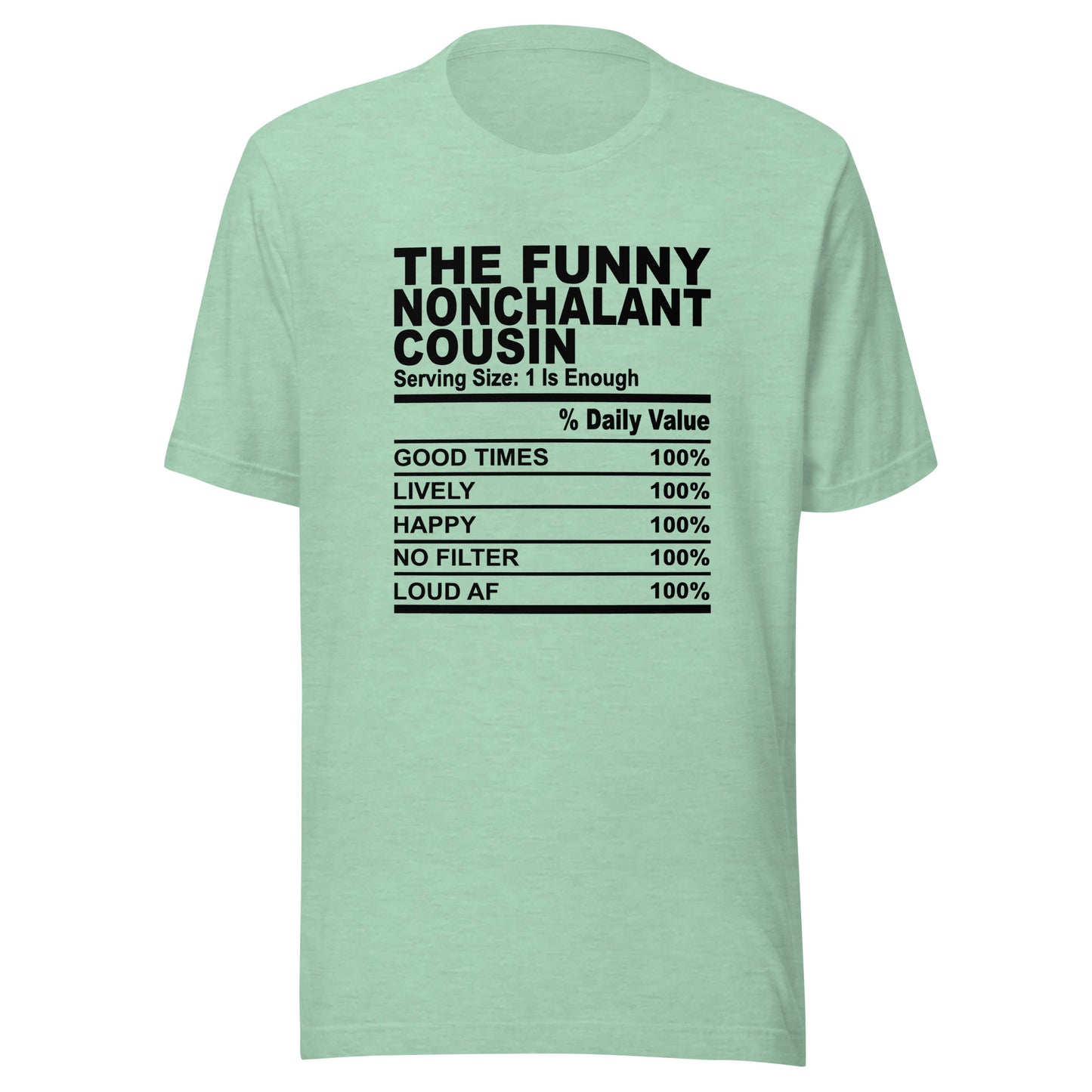 THE FUN NONCHALANT COUSIN - L-XL - Unisex T-Shirt (black print)