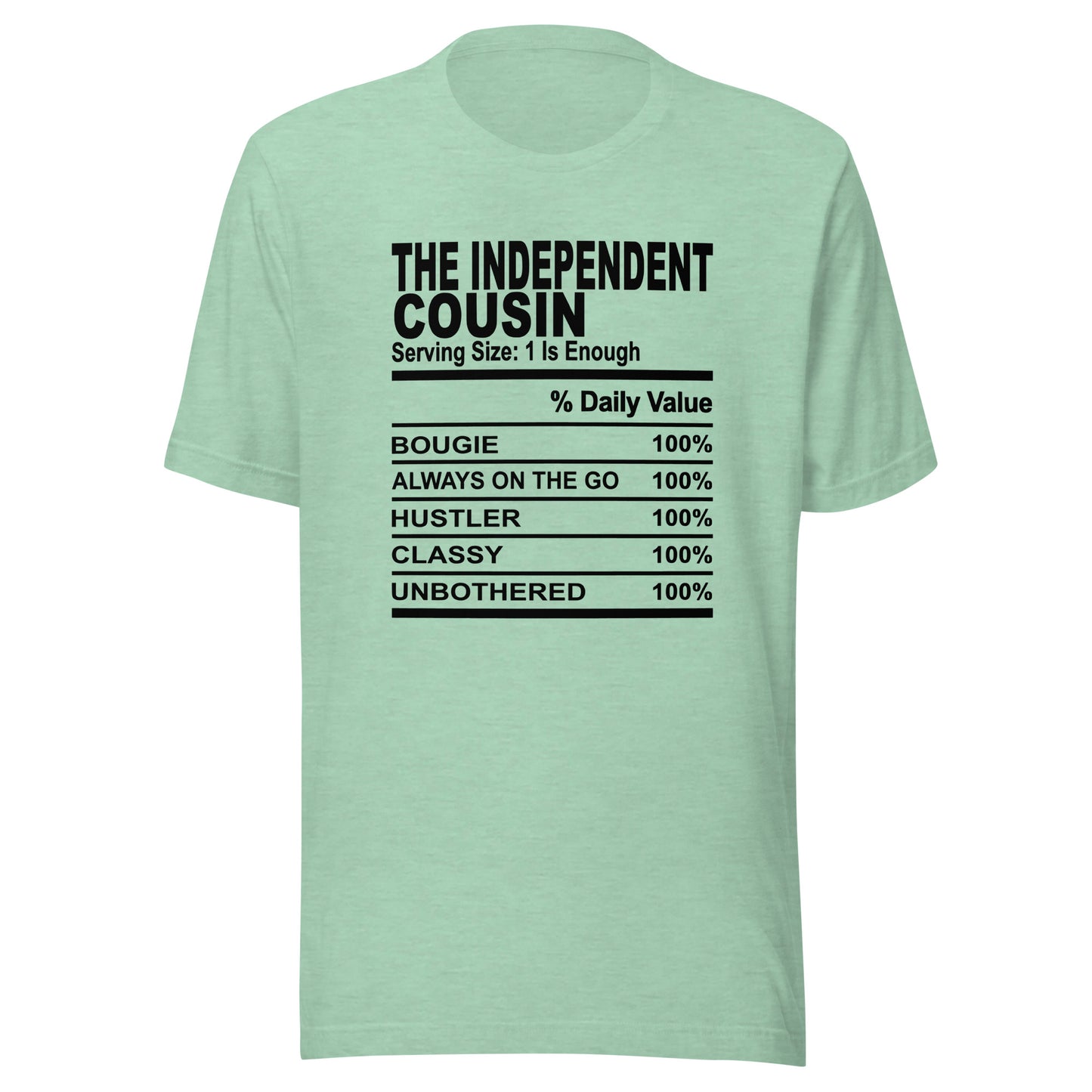 THE INDEPENDENT COUSIN - L-XL - Unisex T-Shirt (black print)