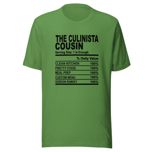 THE CULINISTA COUSIN - L-XL - Unisex T-Shirt (black print)