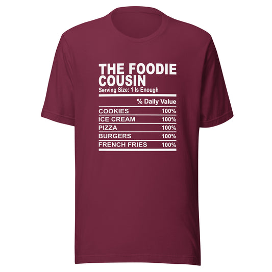 THE FOODIE COUSIN - L-XL - Unisex T-Shirt (white print)