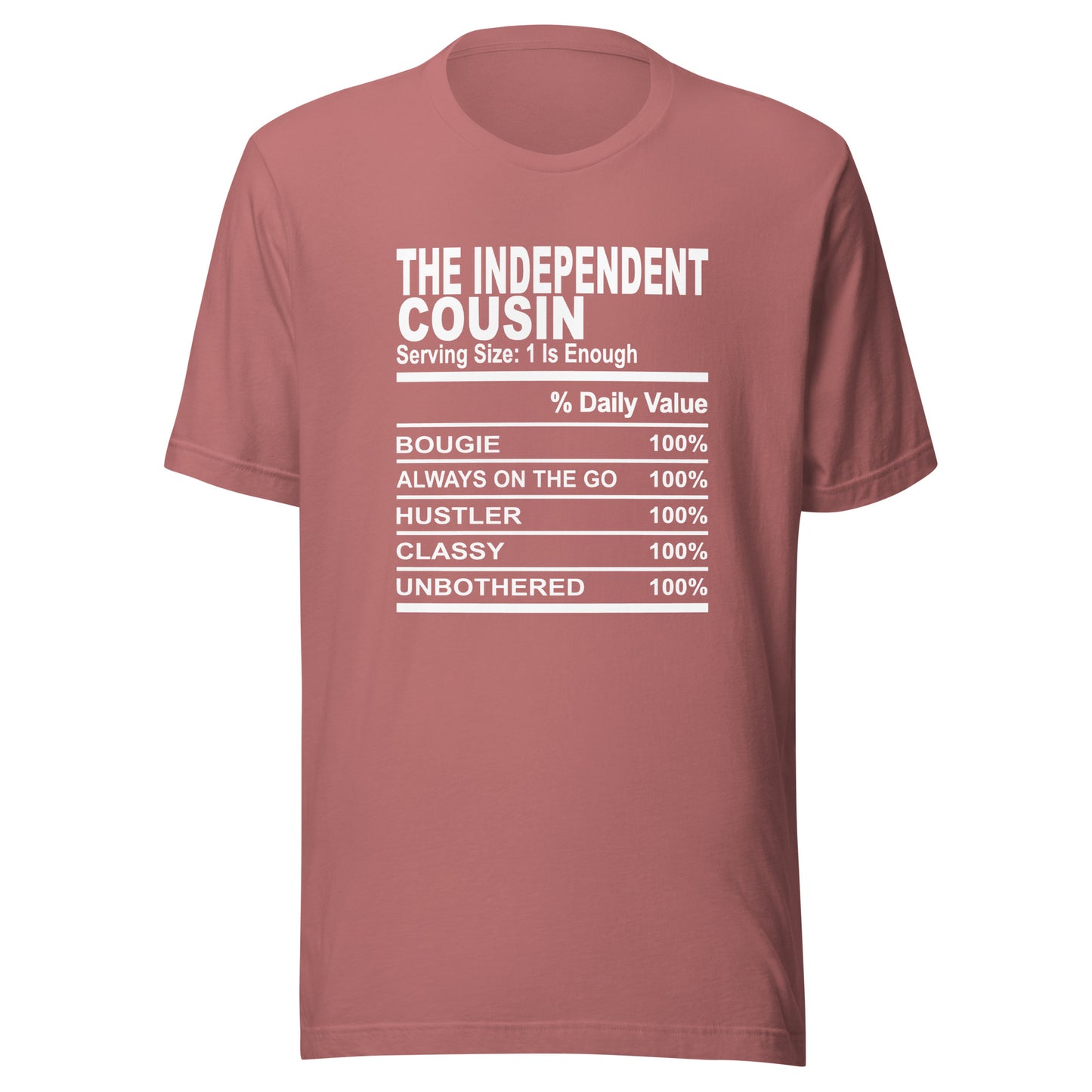 THE INDEPENDENT COUSIN - 2XL-3XL - Unisex T-Shirt (white print)