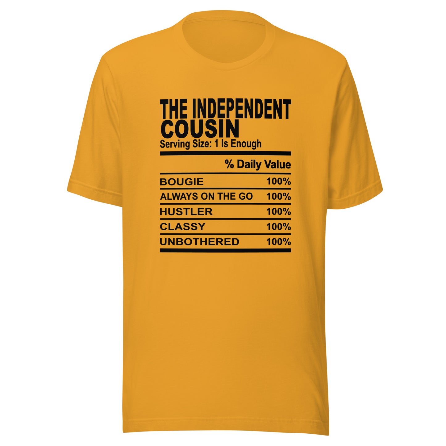THE INDEPENDENT COUSIN - L-XL - Unisex T-Shirt (black print)