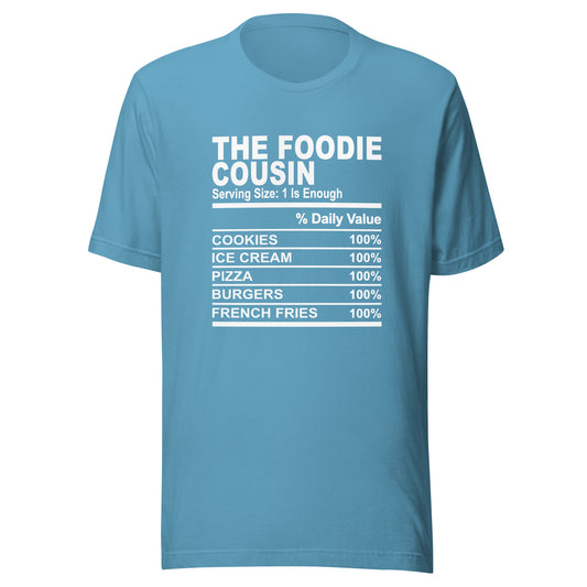 THE FOODIE COUSIN - 2XL-3XL - Unisex T-Shirt (white print)