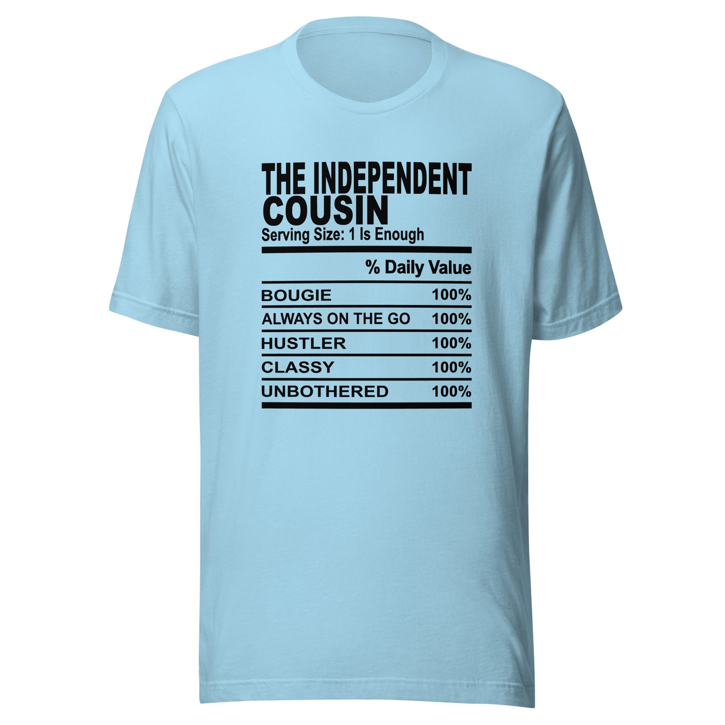 THE INDEPENDENT COUSIN - S-M - Unisex T-Shirt (black print)