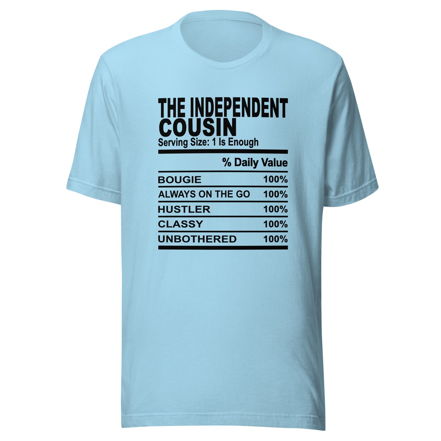 THE INDEPENDENT COUSIN - L-XL - Unisex T-Shirt (black print)