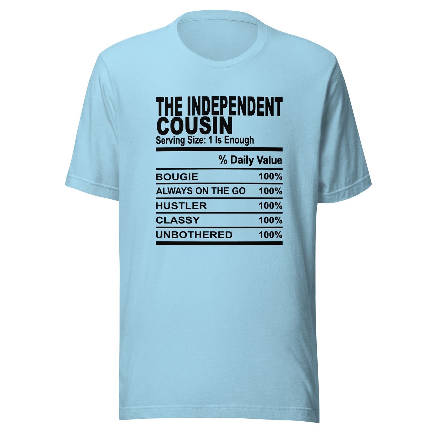THE INDEPENDENT COUSIN - 2XL-3XL - Unisex T-Shirt (black print)