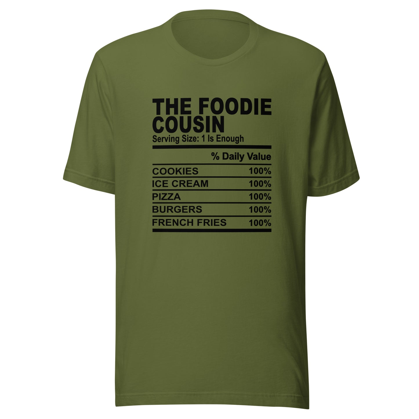 THE FOODIE COUSIN - S-M - Unisex T-Shirt (black print)