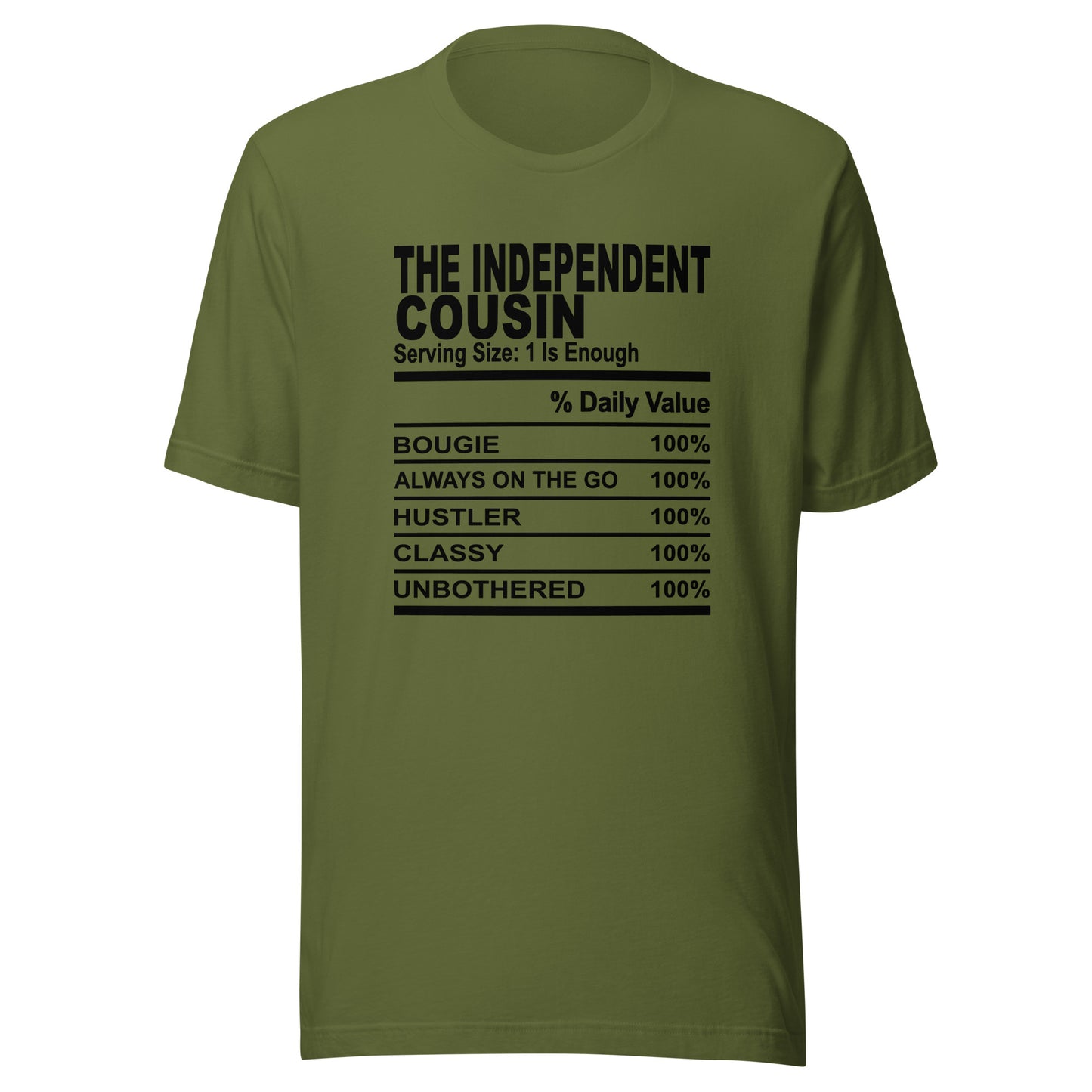 THE INDEPENDENT COUSIN - S-M - Unisex T-Shirt (black print)