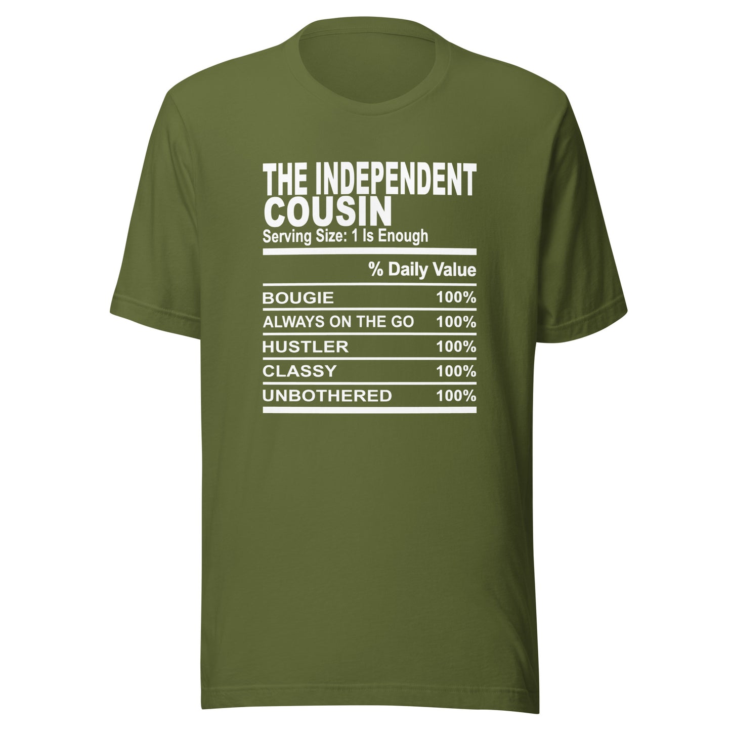 THE INDEPENDENT COUSIN - S-M - Unisex T-Shirt (white print)