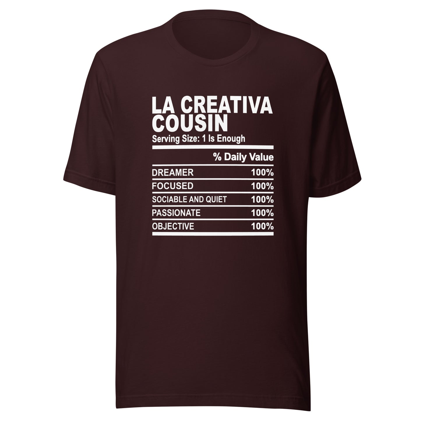 THE LA CREATIVA COUSIN - L-XL - Unisex T-Shirt (white print)