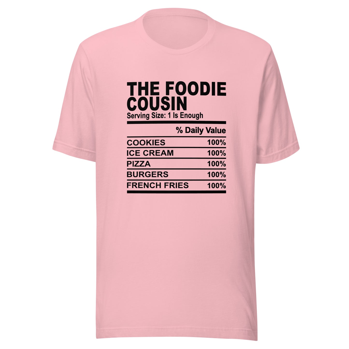 THE FOODIE COUSIN - S-M - Unisex T-Shirt (black print)