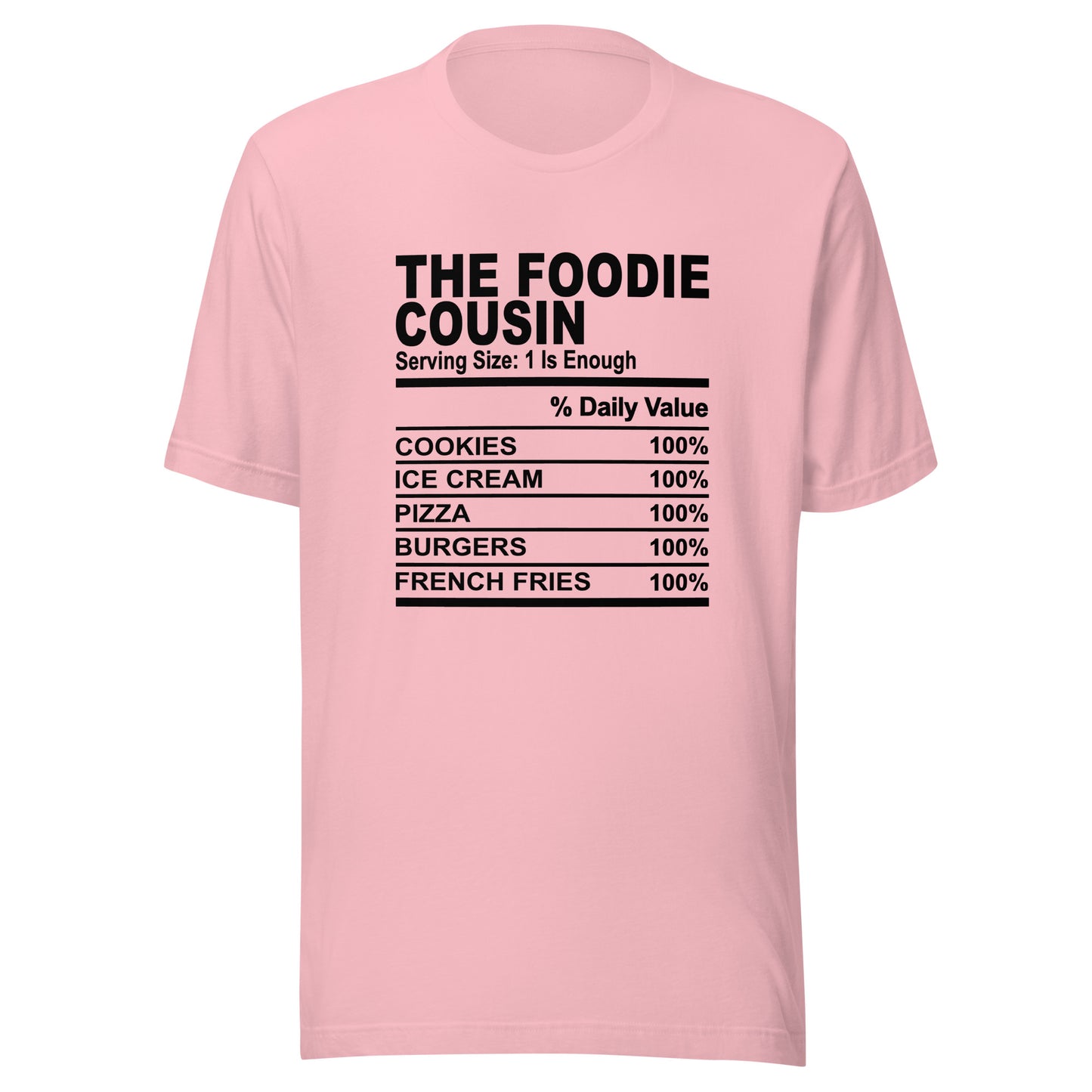 THE FOODIE COUSIN - 2XL-3XL - Unisex T-Shirt (black print)
