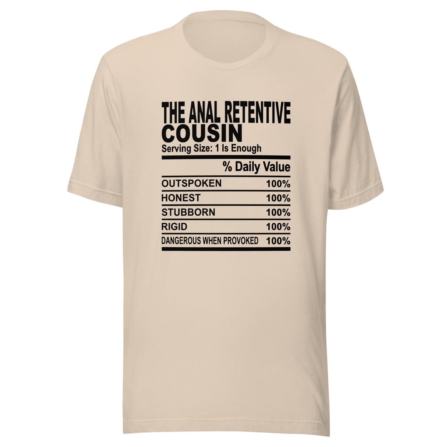 THE ANAL RETENTIVE COUSIN - L-XL - Unisex T-Shirt (black print)
