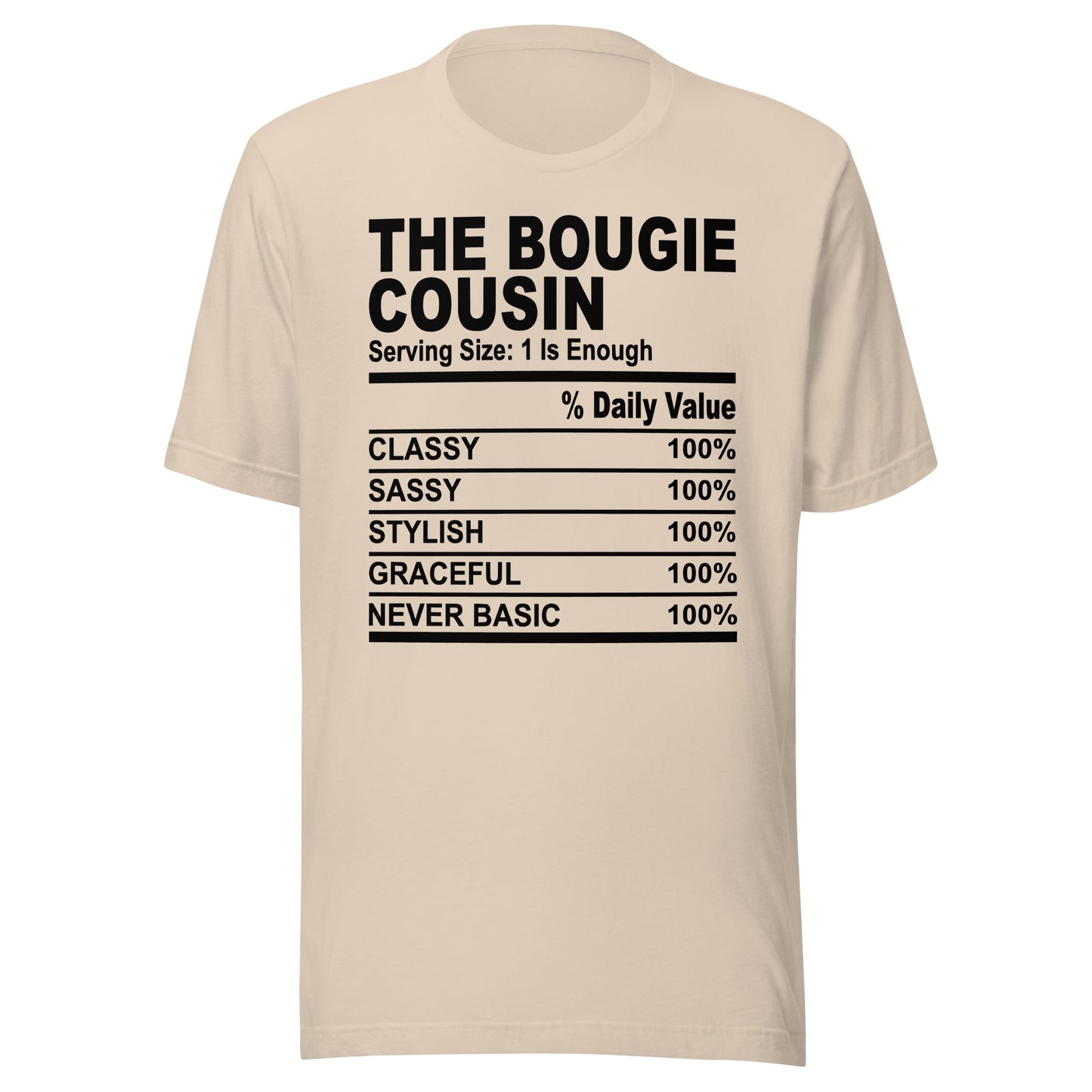 THE BOUGIE COUSIN - L XL- Unisex T-Shirt (black print)