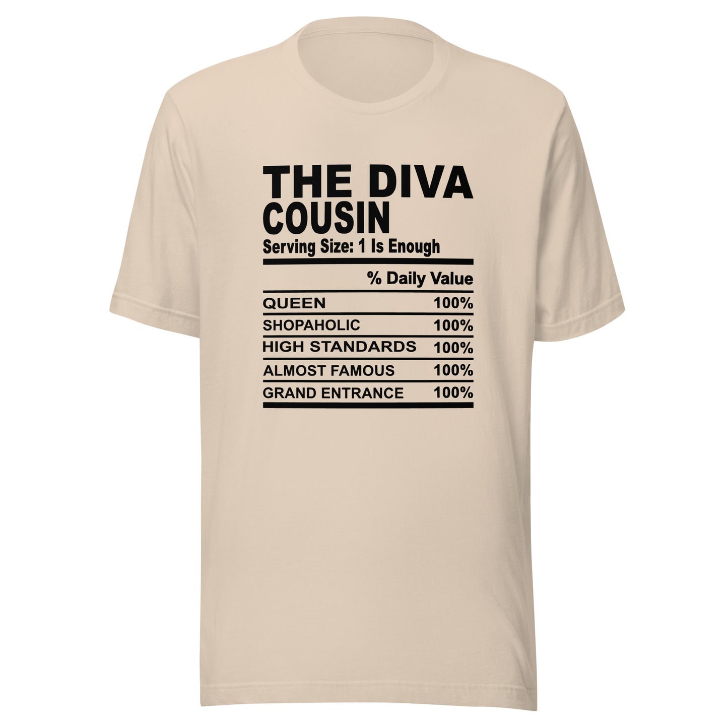 THE DIVA COUSIN - 2XL-3XL - Unisex T-Shirt (black print)