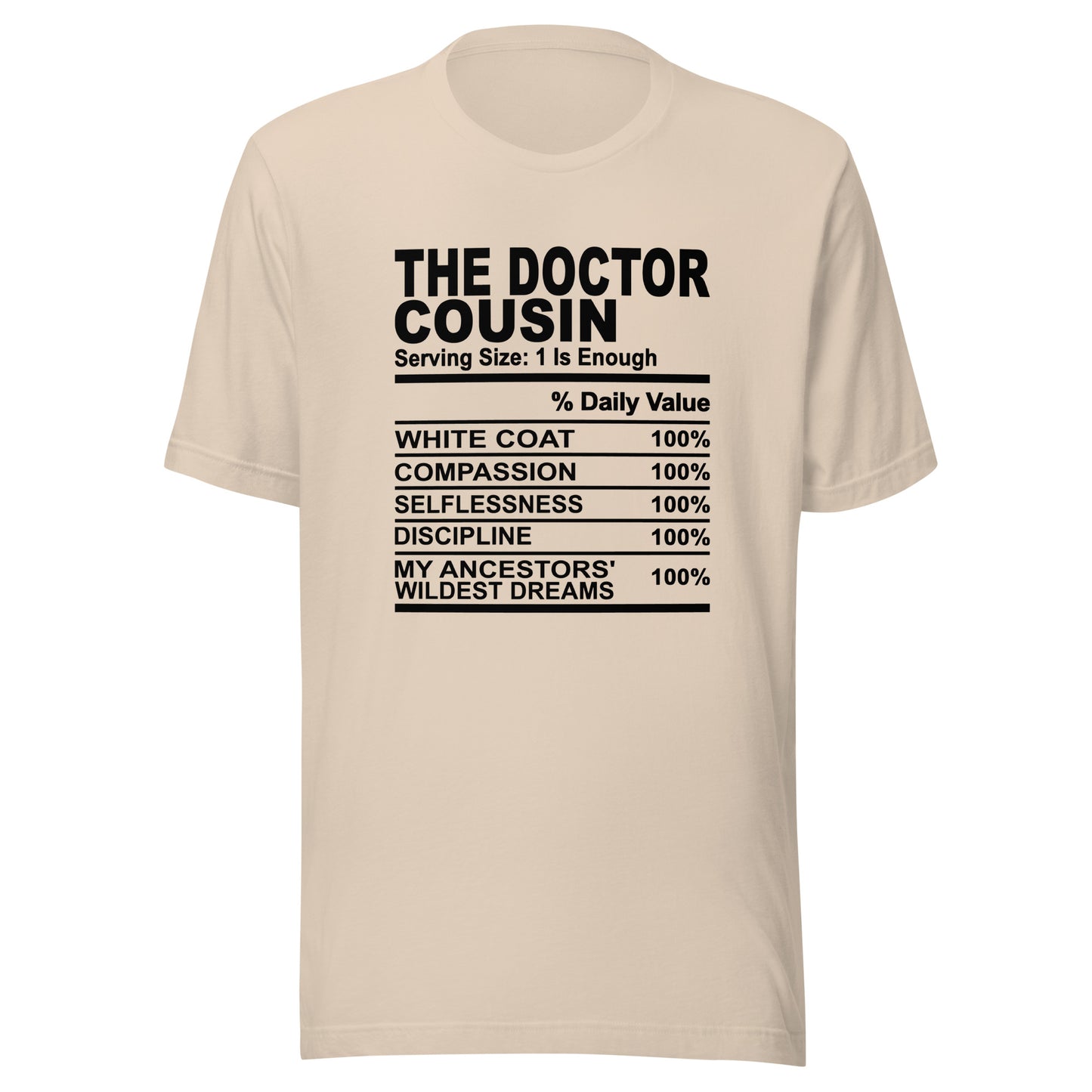 THE DOCTOR COUSIN - 2XL-3XL - Unisex T-Shirt (black print)