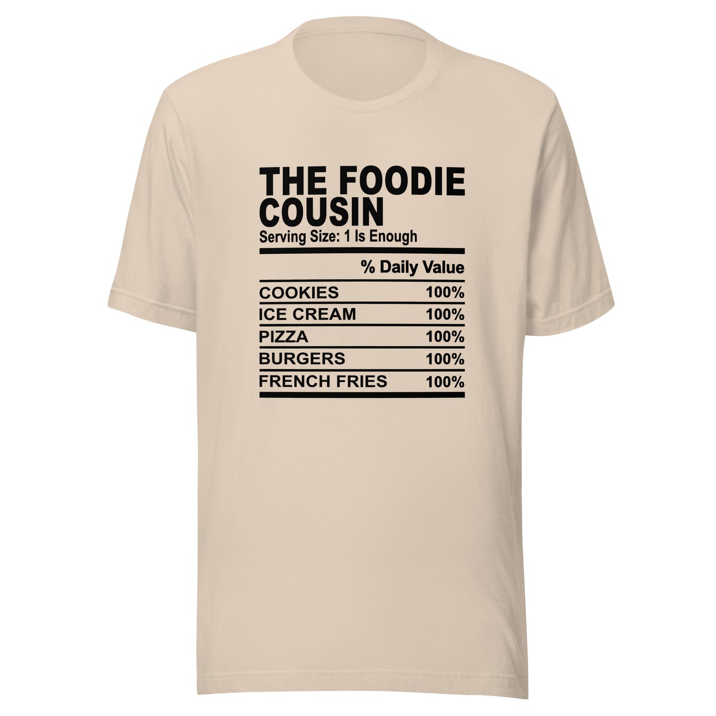 THE FOODIE COUSIN - 2XL-3XL - Unisex T-Shirt (black print)