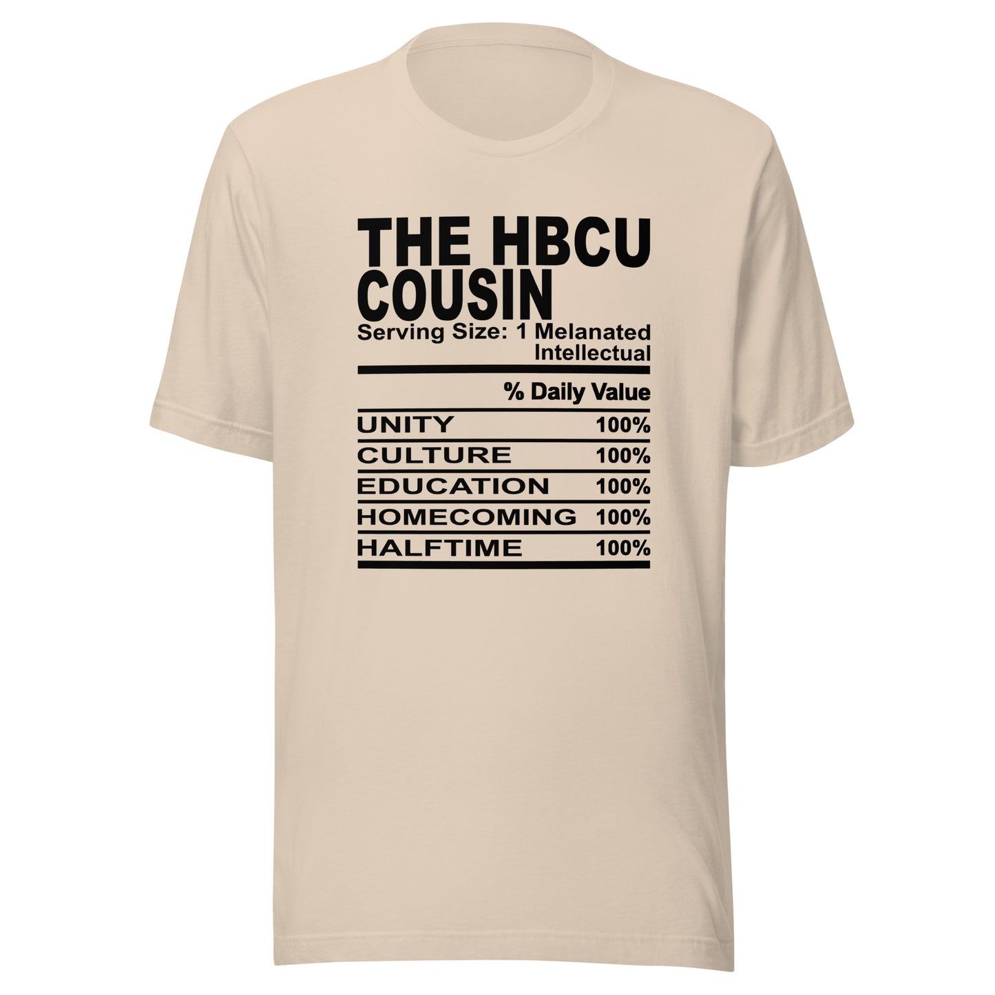 THE HBCU COUSIN - L-XL - Unisex T-Shirt (black print)