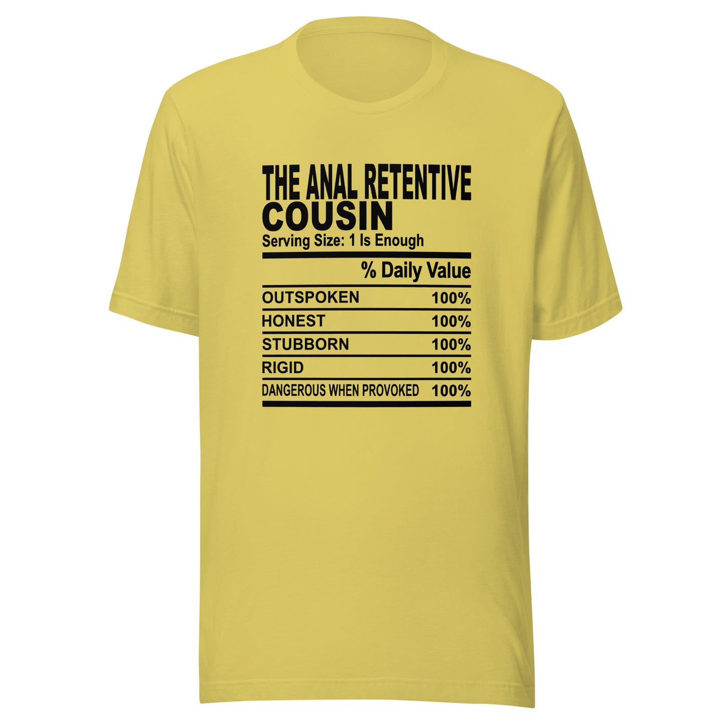 THE ANAL RETENTIVE COUSIN - L-XL - Unisex T-Shirt (black print)