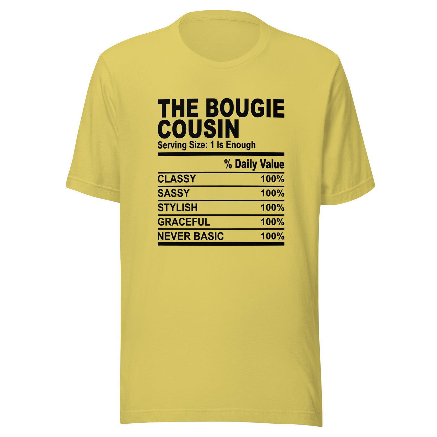 THE BOUGIE COUSIN - S-M - Unisex T-Shirt (black print)