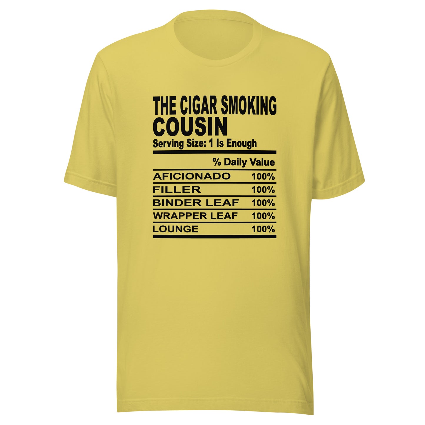 THE CIGAR SMOKING COUSIN - L-XL - Unisex T-Shirt (black print)