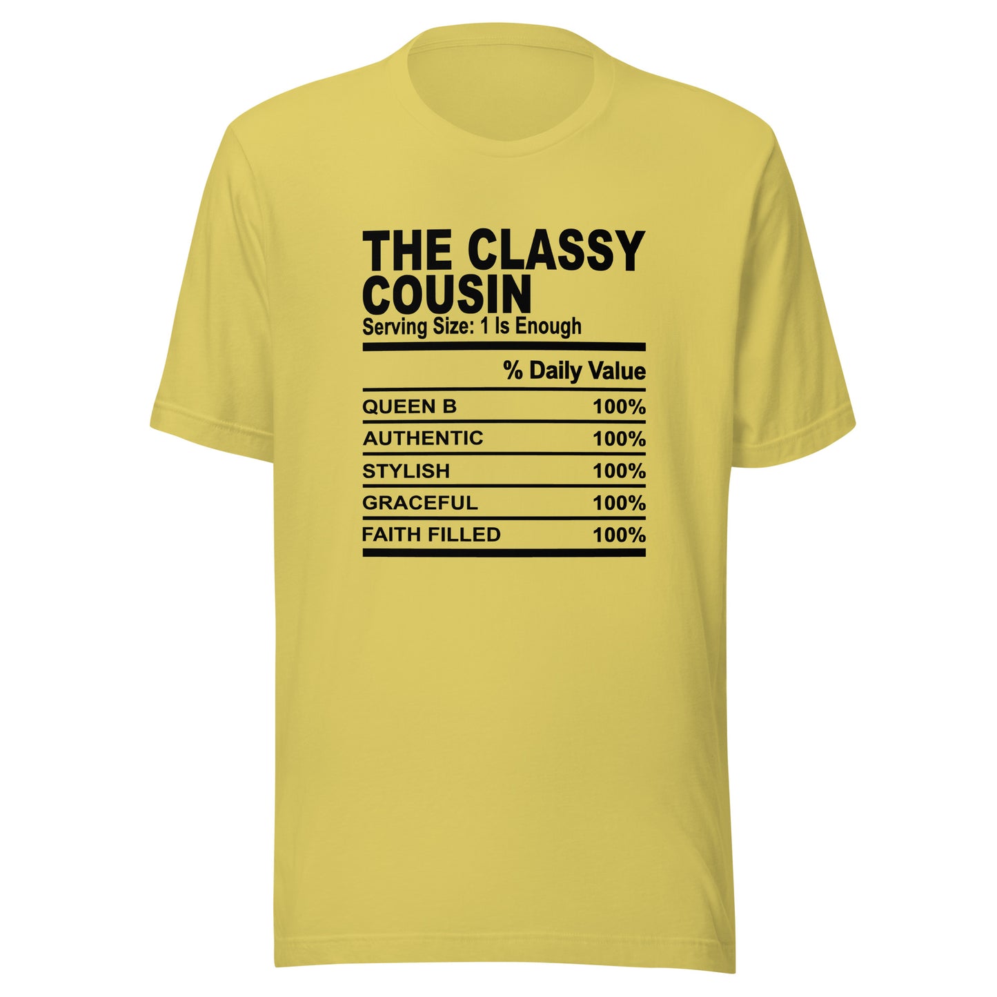 THE CLASSY COUSIN - L-XL - Unisex T-Shirt (black print)