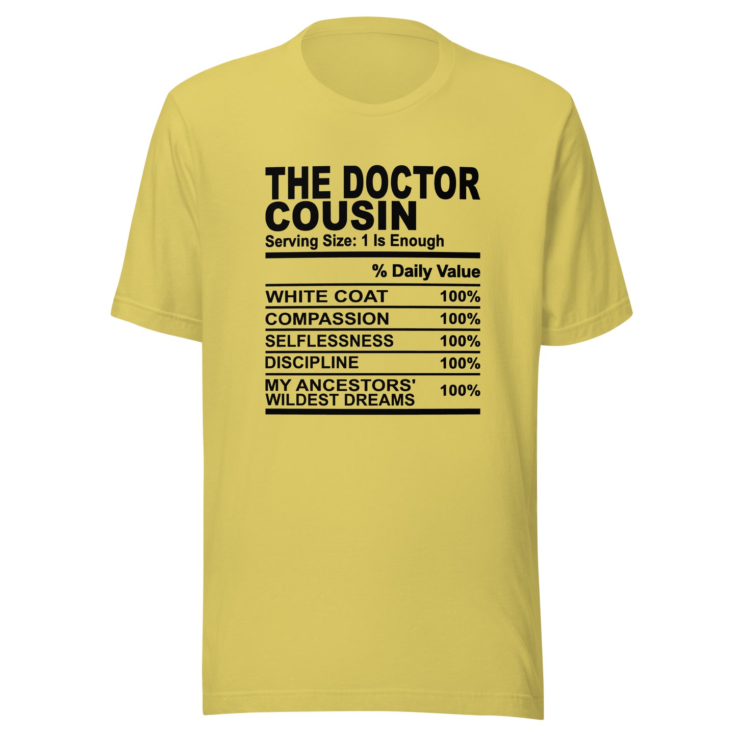 THE DOCTOR COUSIN - S-M - Unisex T-Shirt (black print)