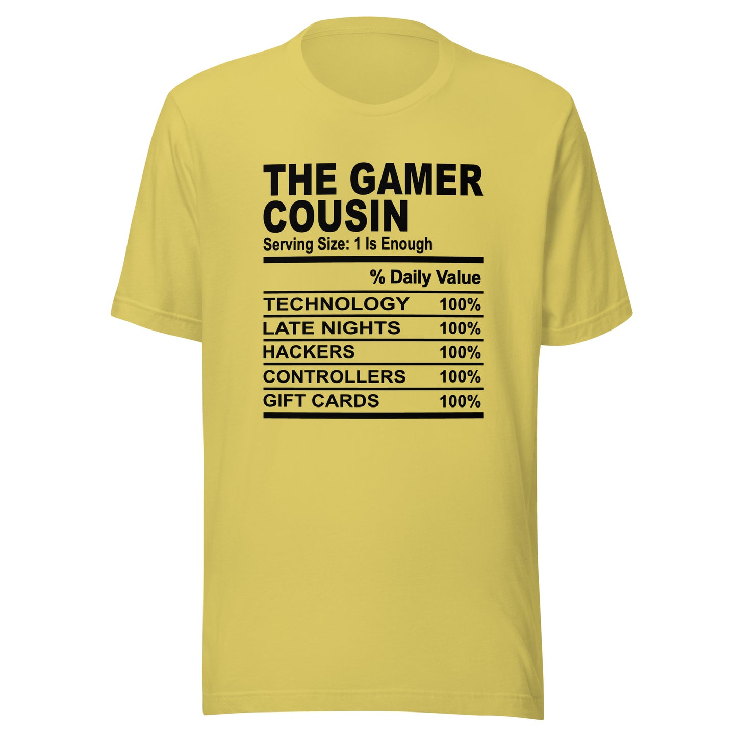 THE GAMER COUSIN - L-XL - Unisex T-Shirt (black print)