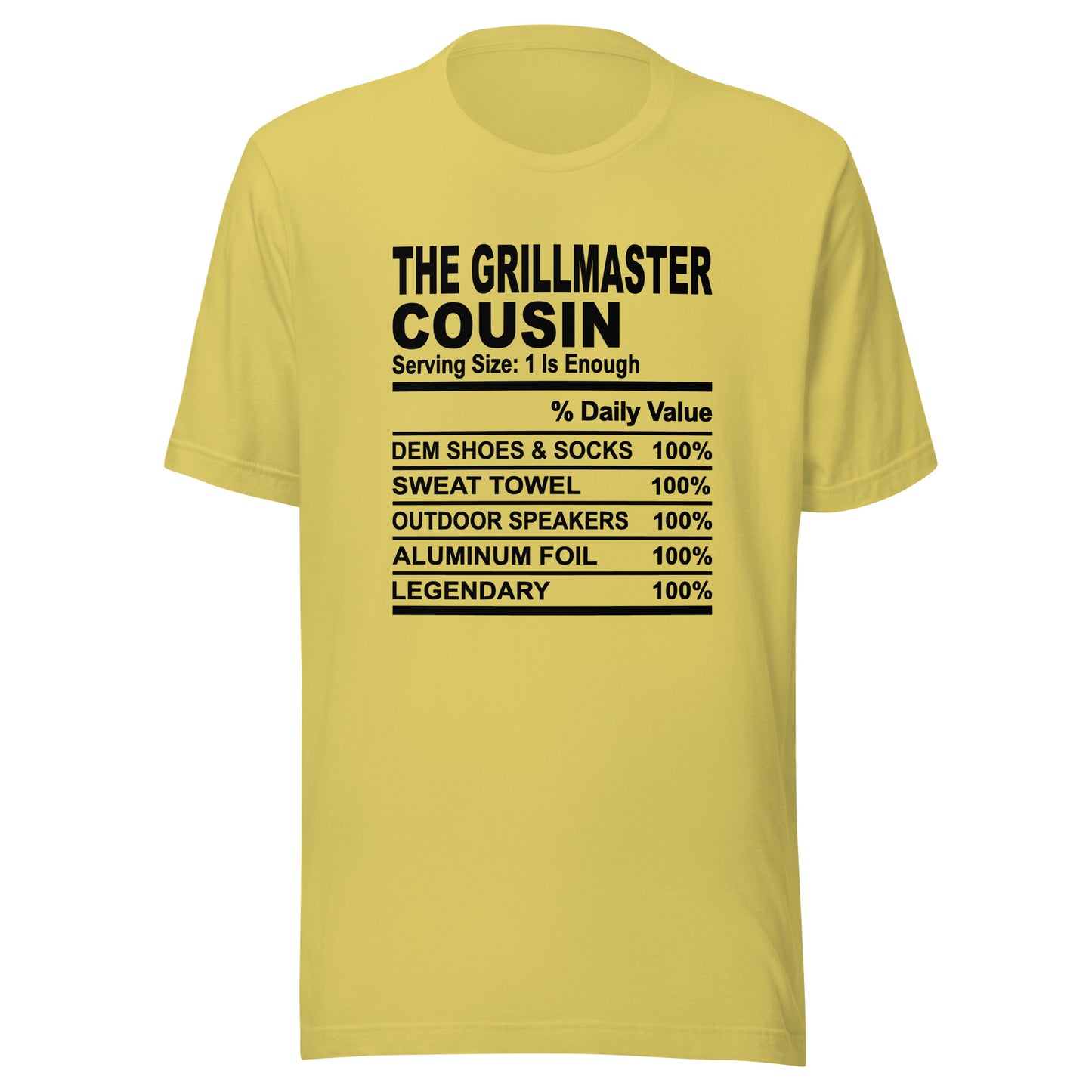 THE GRILLMASTER COUSIN - L-XL - Unisex T-Shirt (black print)