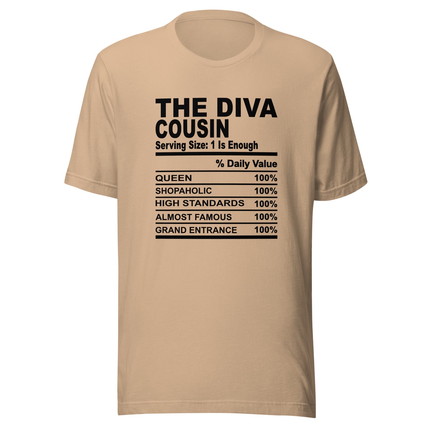 THE DIVA COUSIN - S-M - Unisex T-Shirt (black print)